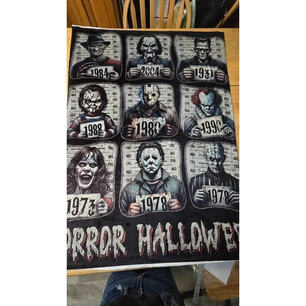 Horror Hallows Horror Movie Characters Fleece Throw Blanket Freddy Chucky